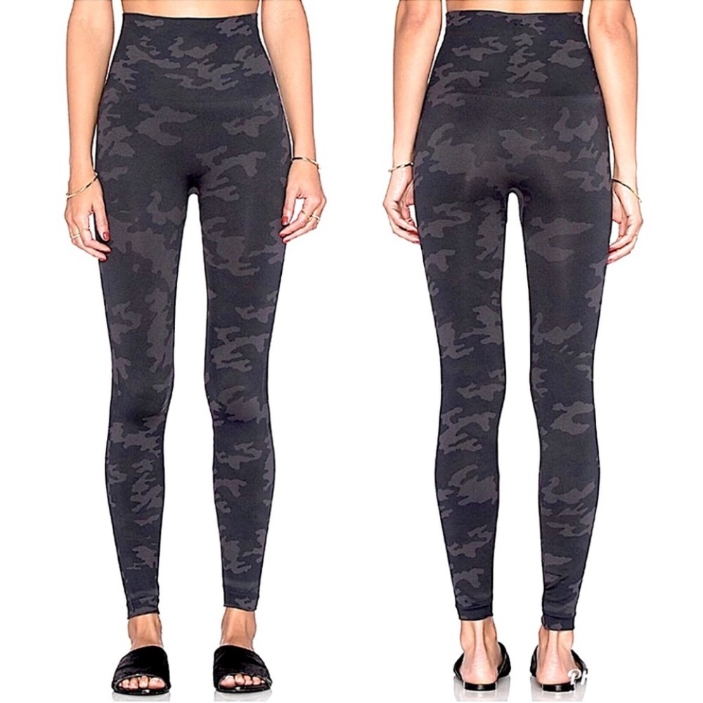 Spanx High-Waisted Black Camouflage Leggings XL